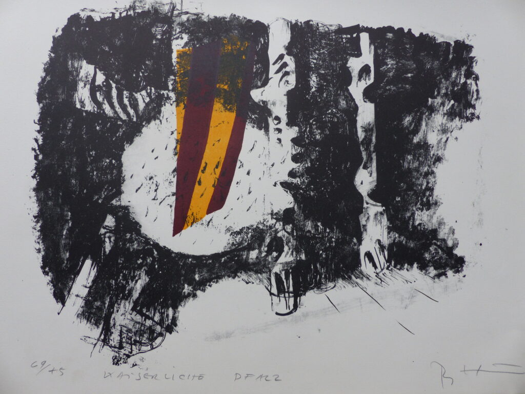 Abbildung der Lithografie »Kaiserliche Pfalz« von Bernhard Heiliger aus dem Jahr 1967.
